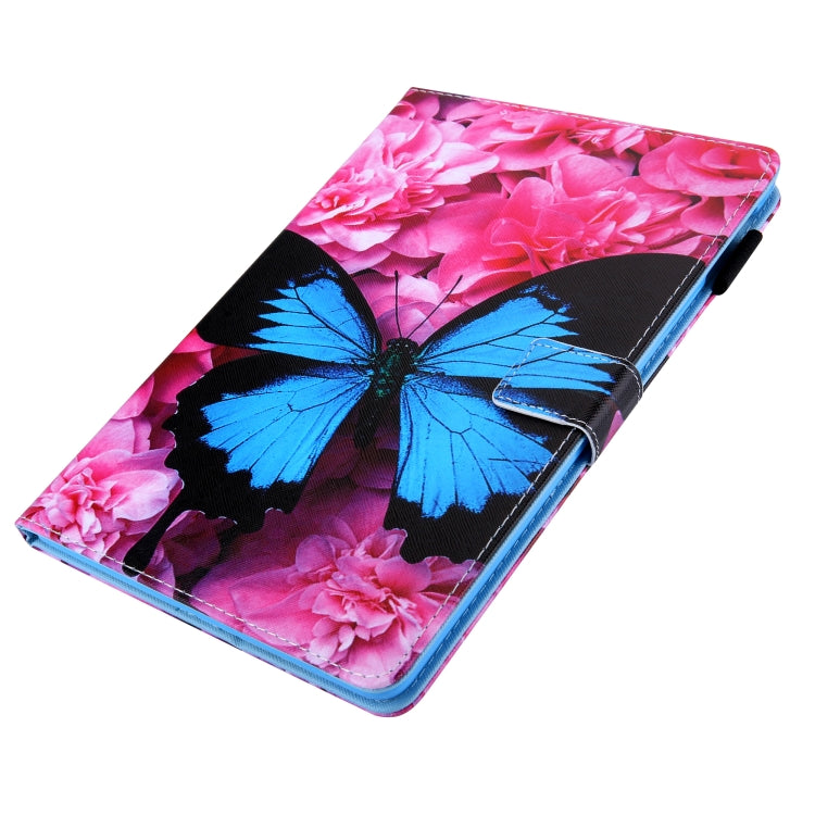 For iPad Pro 11 2024 Colored Drawing Leather Smart Tablet Case(Red Flower Blue Butterfly) - iPad Pro 11 2024 Cases by buy2fix | Online Shopping UK | buy2fix