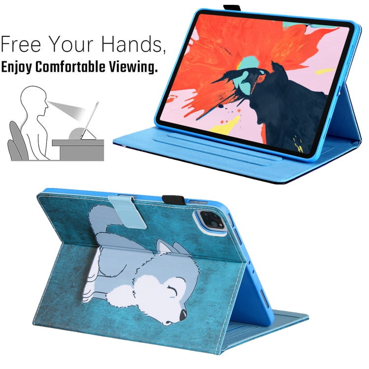 For iPad Pro 11 2024 Colored Drawing Leather Smart Tablet Case(Cute Wolf) - iPad Pro 11 2024 Cases by buy2fix | Online Shopping UK | buy2fix