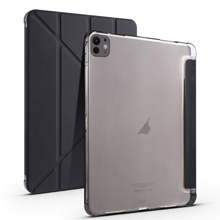 For iPad Pro 13 2024 Multi-folding TPU Leather Smart Tablet Case with Pen Slot(Black) - iPad Pro 13 2024 Cases by buy2fix | Online Shopping UK | buy2fix