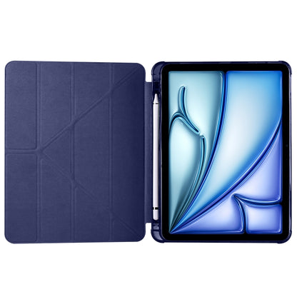 For iPad Air 11 2024 Multi-folding TPU Leather Smart Tablet Case with Pen Slot(Dark Blue) - iPad Air 11 2024 Cases by buy2fix | Online Shopping UK | buy2fix