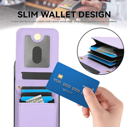 For iPhone 16 Plus YM015 Crossbody Rhombic Card Bag RFID Phone Case(Light Purple) - iPhone 16 Plus Cases by buy2fix | Online Shopping UK | buy2fix