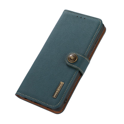 For iPhone 16 Pro Max KHAZNEH Custer Genuine Leather RFID Phone Case(Green) - iPhone 16 Pro Max Cases by buy2fix | Online Shopping UK | buy2fix