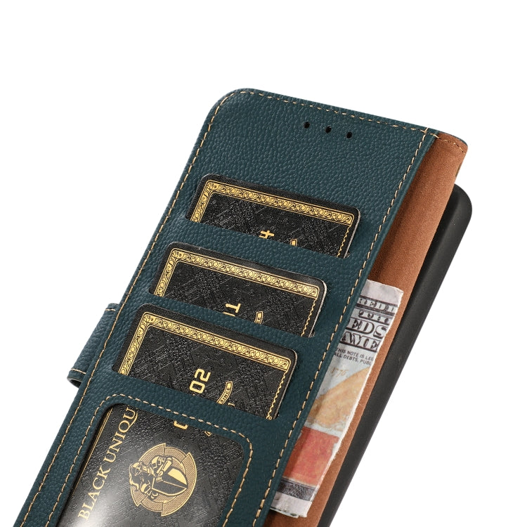 For iPhone 16 Pro Max KHAZNEH Custer Genuine Leather RFID Phone Case(Green) - iPhone 16 Pro Max Cases by buy2fix | Online Shopping UK | buy2fix