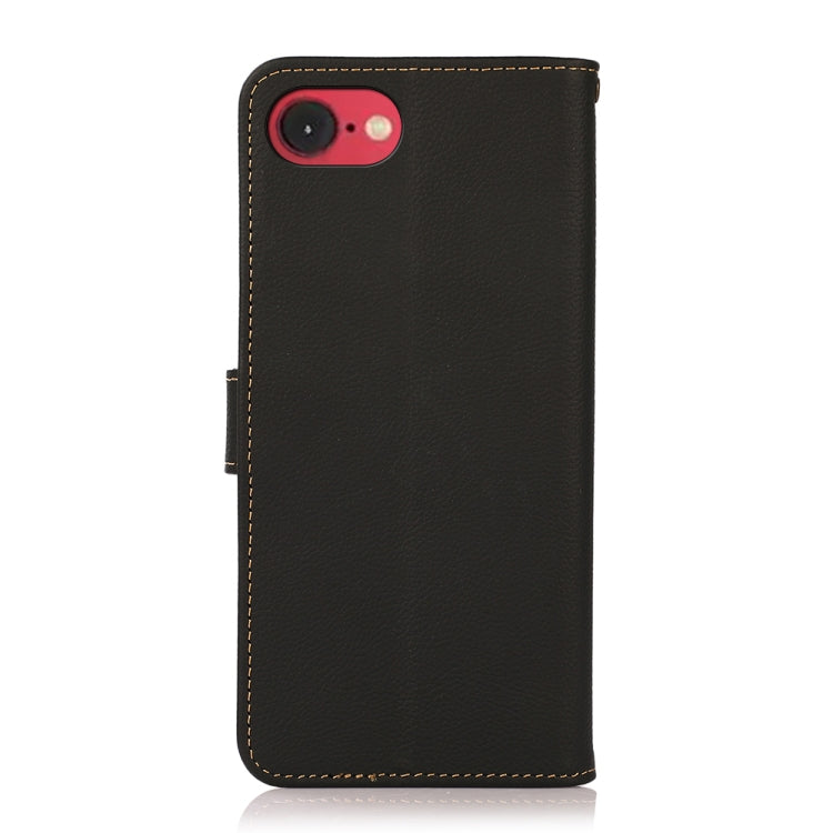 For iPhone 16e KHAZNEH Custer Genuine Leather RFID Phone Case(Black) - iPhone 16e Cases by buy2fix | Online Shopping UK | buy2fix