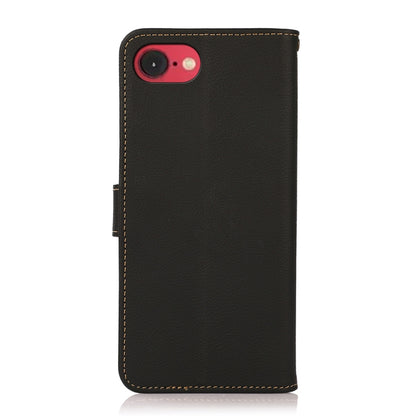 For iPhone 16e KHAZNEH Custer Genuine Leather RFID Phone Case(Black) - iPhone 16e Cases by buy2fix | Online Shopping UK | buy2fix