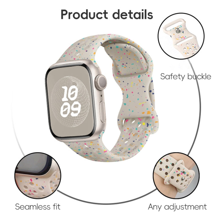 For Apple Watch Series 5 44mm Hole Style Butterfly Buckle Camouflage Silicone Watch Band(Smoke Purple) - Watch Bands by buy2fix | Online Shopping UK | buy2fix