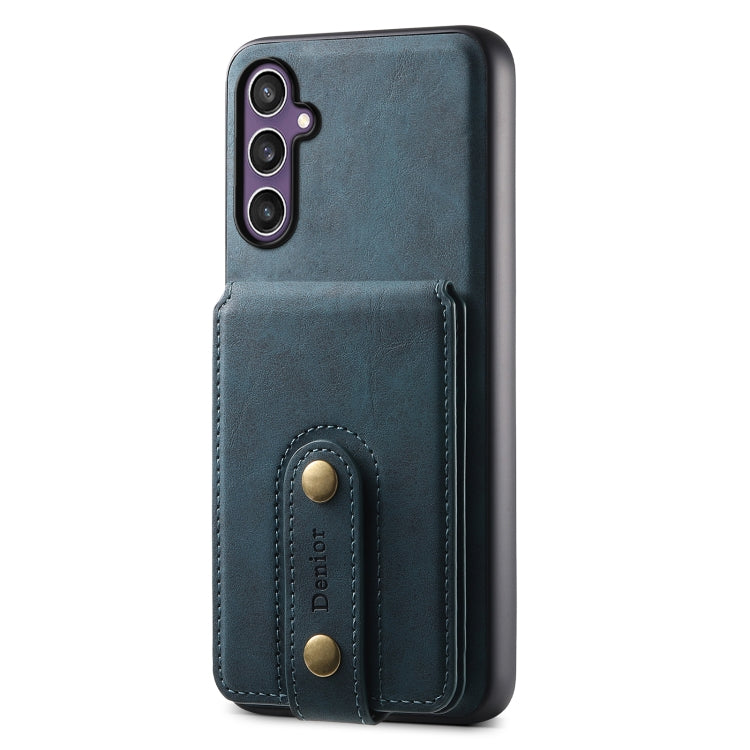 For Samsung Galaxy S23 FE 5G Denior D14 NK Retro Pattern MagSafe Magnetic Card Holder Leather Phone Case(Blue) - Galaxy S23 FE 5G Cases by Denior | Online Shopping UK | buy2fix