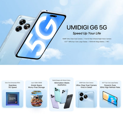 UMIDIGI G6 5G, 6GB+128GB, Face ID Identification, 6.6 inch UMIDIGI OS Dimensity 6100+ 5G Octa Core, Network: 5G(Lake Green) - UMIDIGI by UMIDIGI | Online Shopping UK | buy2fix