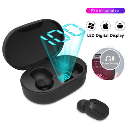 E6S LED Display TWS Wireless Bluetooth Earphone(Blue) - TWS Earphone by buy2fix | Online Shopping UK | buy2fix