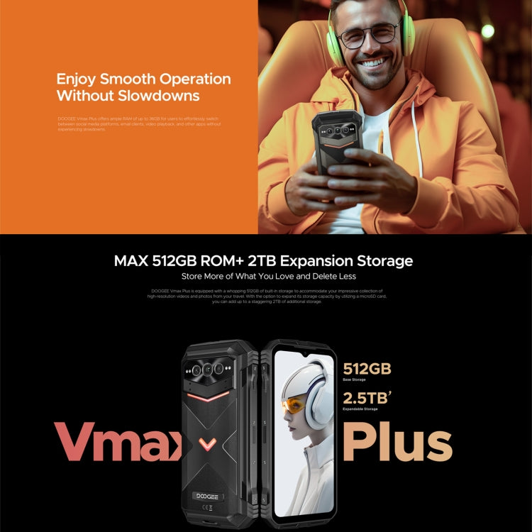 [HK Warehouse] DOOGEE Vmax Plus 5G Rugged Phone, 16GB+512GB, 6.58 inch Android 14 MediaTek Dimensity 7050 Octa Core, Network: 5G, OTG, NFC(Grey) - DOOGEE by DOOGEE | Online Shopping UK | buy2fix