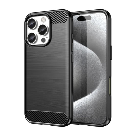 For iPhone 16 Pro Brushed Texture Carbon Fiber TPU Phone Case(Black) - iPhone 16 Pro Cases by buy2fix | Online Shopping UK | buy2fix