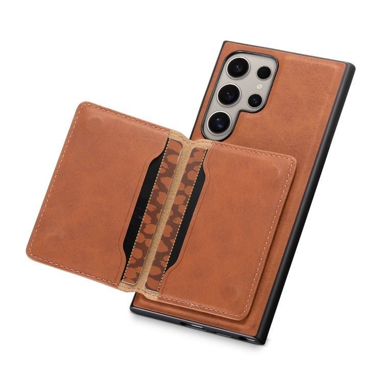 For Samsung Galaxy S23 Ultra 5G Denior D13 Retro Texture Leather MagSafe Card Bag Phone Case(Brown) - Galaxy S23 Ultra 5G Cases by Denior | Online Shopping UK | buy2fix