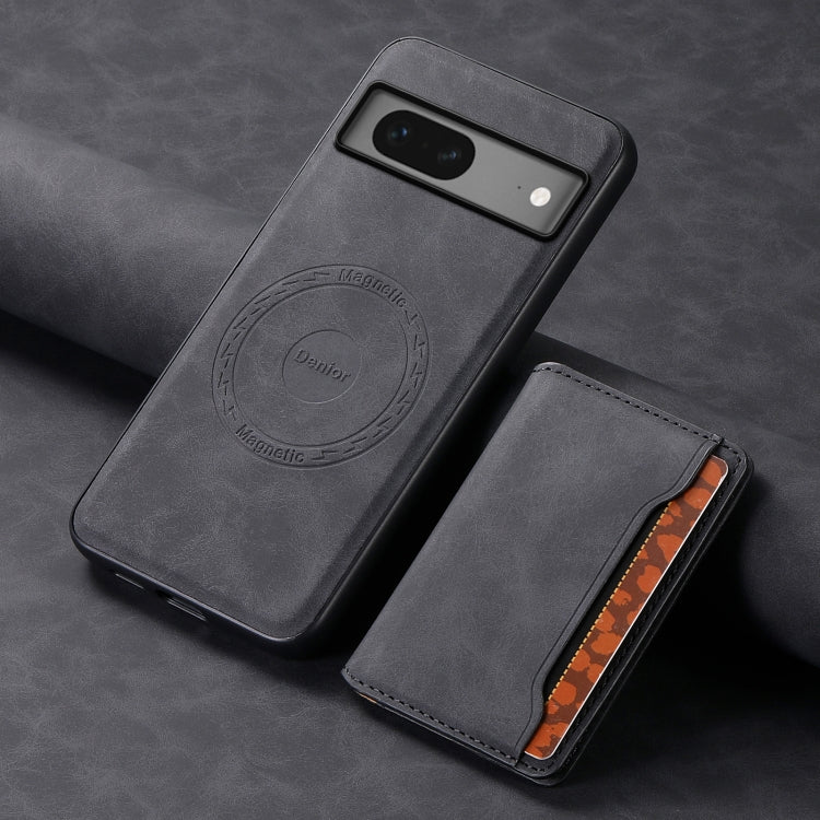 For Google Pixel 7 5G Denior D13 Retro Texture Leather MagSafe Card Bag Phone Case(Black) - Google Cases by Denior | Online Shopping UK | buy2fix