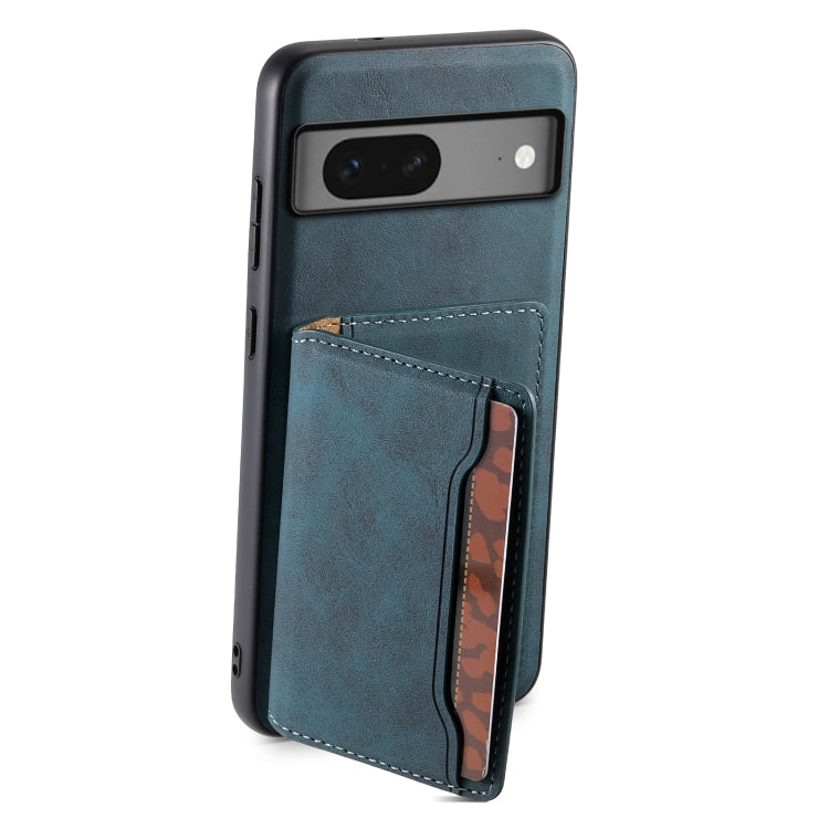 For Google Pixel 7 5G Denior D13 Retro Texture Leather MagSafe Card Bag Phone Case(Blue) - Google Cases by Denior | Online Shopping UK | buy2fix