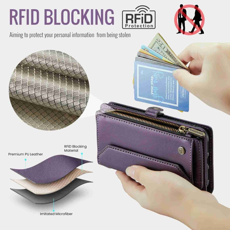 For iPhone XR CaseMe C36 Card Slots Zipper Wallet RFID Anti-theft Leather Phone Case(Purple) - More iPhone Cases by CaseMe | Online Shopping UK | buy2fix