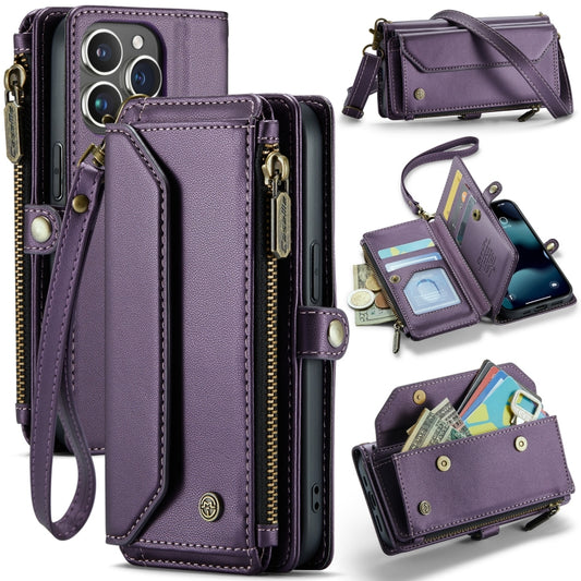 For iPhone 13 Pro Max CaseMe C36 Card Slots Zipper Wallet RFID Anti-theft Leather Phone Case(Purple) - iPhone 13 Pro Max Cases by CaseMe | Online Shopping UK | buy2fix