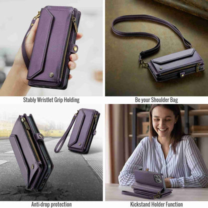 For iPhone 13 Pro Max CaseMe C36 Card Slots Zipper Wallet RFID Anti-theft Leather Phone Case(Purple) - iPhone 13 Pro Max Cases by CaseMe | Online Shopping UK | buy2fix