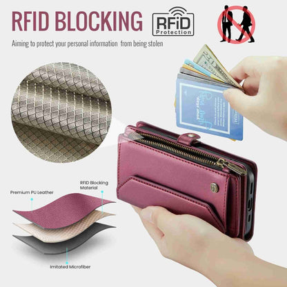 For iPhone 14 Pro Max CaseMe C36 Card Slots Zipper Wallet RFID Anti-theft Leather Phone Case(Wine Red) - iPhone 14 Pro Max Cases by CaseMe | Online Shopping UK | buy2fix