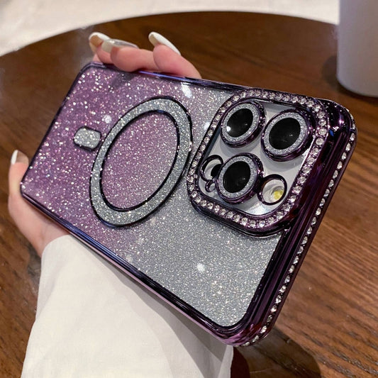 For iPhone 16 Pro Max Diamond Gradient Glitter Plated MagSafe Phone Case(Purple) - iPhone 16 Pro Max Cases by buy2fix | Online Shopping UK | buy2fix