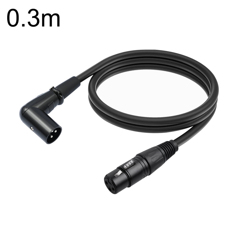 XK042L XLR 3pin Straight Female to Elbow Male Audio Cable, Length:0.3m(Black) - Microphone Audio Cable & Connector by buy2fix | Online Shopping UK | buy2fix