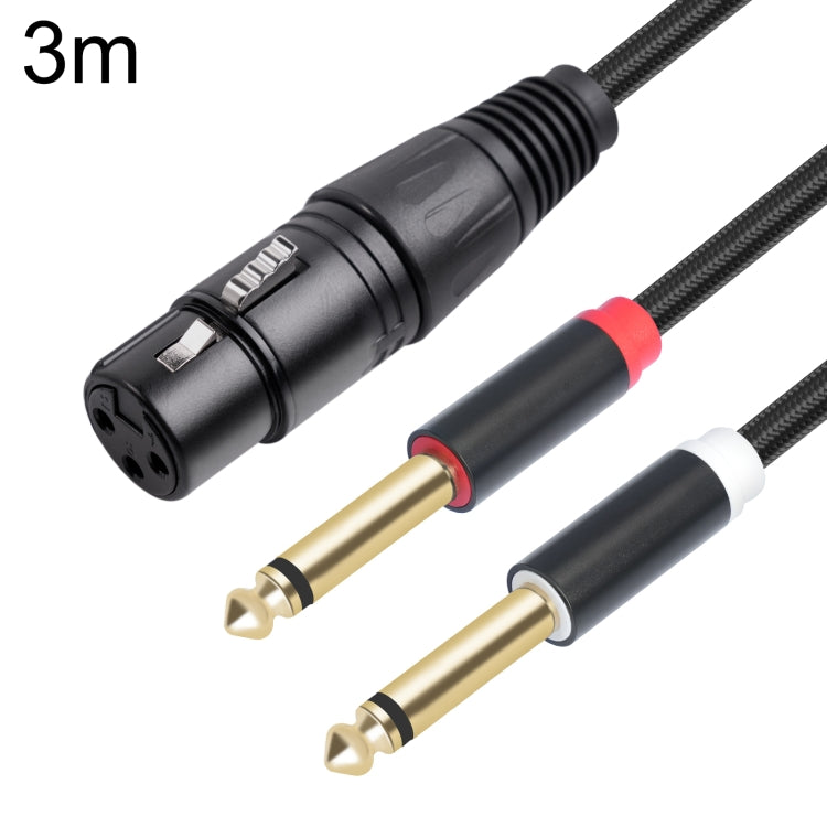 2020Y63 XLR Female to Dual 6.35mm 1/4 TRS Male Y-type Audio Cable, Length:3m(Black) - Microphone Audio Cable & Connector by buy2fix | Online Shopping UK | buy2fix