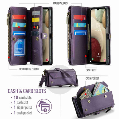 For Samsung Galaxy A12 5G CaseMe C36 Card Slots Zipper Wallet RFID Anti-theft Leather Phone Case(Purple) - Galaxy Phone Cases by CaseMe | Online Shopping UK | buy2fix