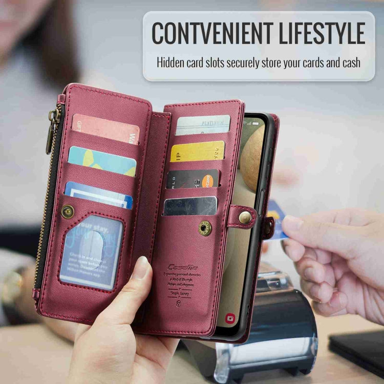 For Samsung Galaxy A12 5G CaseMe C36 Card Slots Zipper Wallet RFID Anti-theft Leather Phone Case(Wine Red) - Galaxy Phone Cases by CaseMe | Online Shopping UK | buy2fix