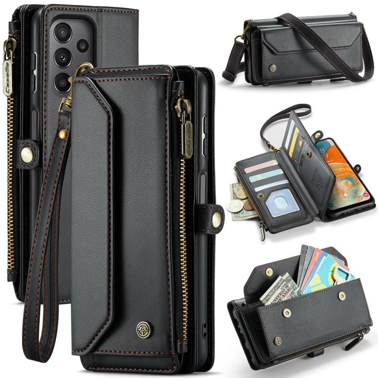 For Samsung Galaxy A23 CaseMe C36 Card Slots Zipper Wallet RFID Anti-theft Leather Phone Case(Black) - Galaxy Phone Cases by CaseMe | Online Shopping UK | buy2fix