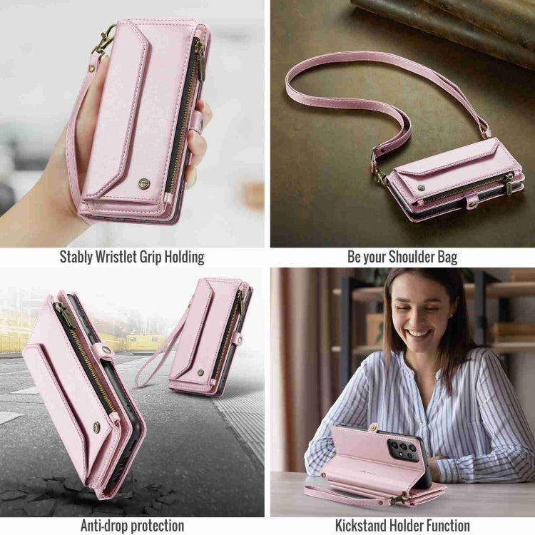 For Samsung Galaxy A23 CaseMe C36 Card Slots Zipper Wallet RFID Anti-theft Leather Phone Case(Pink) - Galaxy Phone Cases by CaseMe | Online Shopping UK | buy2fix