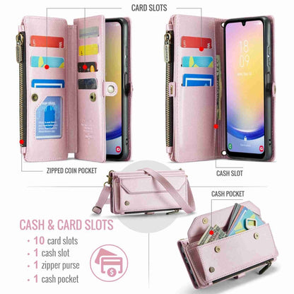 For Samsung Galaxy A25 CaseMe C36 Card Slots Zipper Wallet RFID Anti-theft Leather Phone Case(Pink) - Galaxy Phone Cases by CaseMe | Online Shopping UK | buy2fix