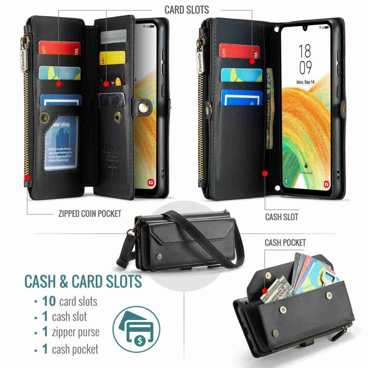 For Samsung Galaxy A33 5G CaseMe C36 Card Slots Zipper Wallet RFID Anti-theft Leather Phone Case(Black) - Galaxy Phone Cases by CaseMe | Online Shopping UK | buy2fix