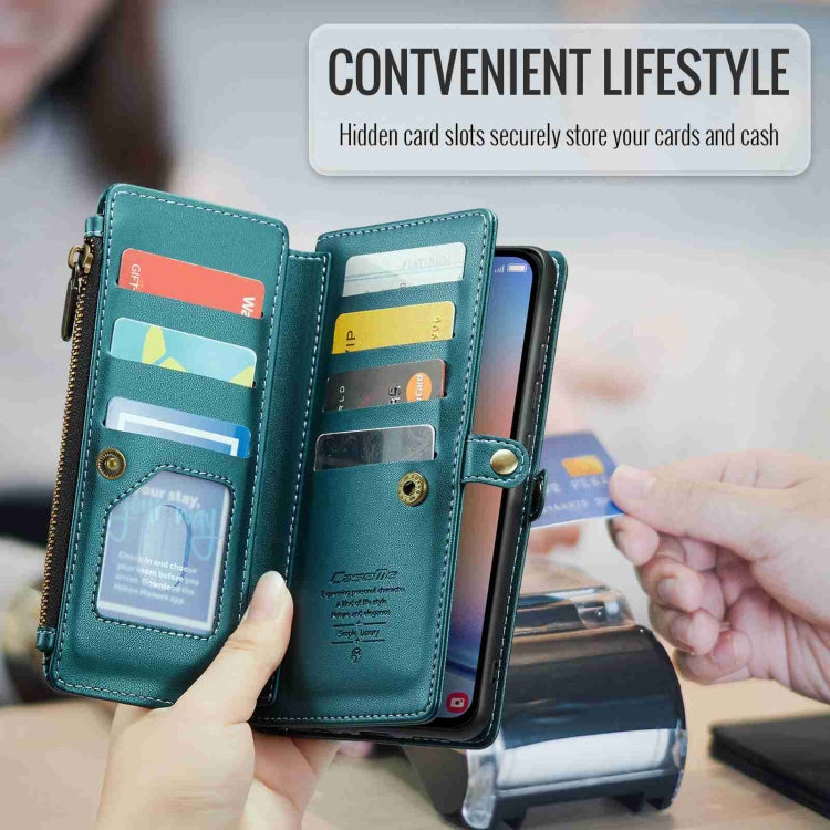 For Samsung Galaxy A34 5G CaseMe C36 Card Slots Zipper Wallet RFID Anti-theft Leather Phone Case(Blue-green) - Galaxy Phone Cases by CaseMe | Online Shopping UK | buy2fix