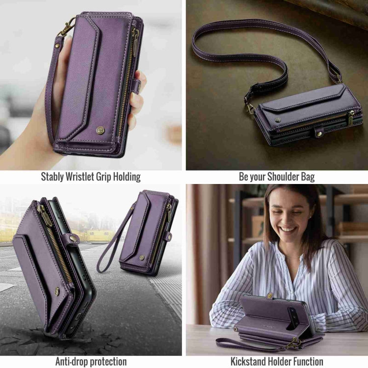 For Samsung Galaxy S10 CaseMe C36 Card Slots Zipper Wallet RFID Anti-theft Leather Phone Case(Purple) - Galaxy Phone Cases by CaseMe | Online Shopping UK | buy2fix