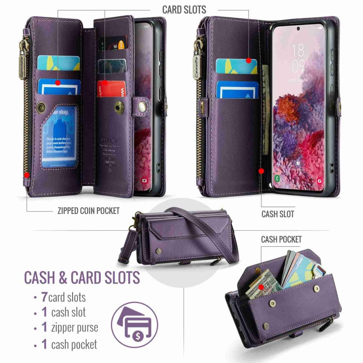 For Samsung Galaxy S20 CaseMe C36 Card Slots Zipper Wallet RFID Anti-theft Leather Phone Case(Purple) - Galaxy Phone Cases by CaseMe | Online Shopping UK | buy2fix