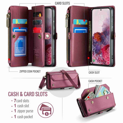 For Samsung Galaxy S20 CaseMe C36 Card Slots Zipper Wallet RFID Anti-theft Leather Phone Case(Wine Red) - Galaxy Phone Cases by CaseMe | Online Shopping UK | buy2fix