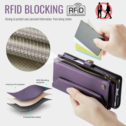 For Samsung Galaxy Z Fold4 CaseMe C36 Card Slots Zipper Wallet RFID Anti-theft Leather Phone Case(Purple) - Galaxy Z Fold4 5G Cases by CaseMe | Online Shopping UK | buy2fix