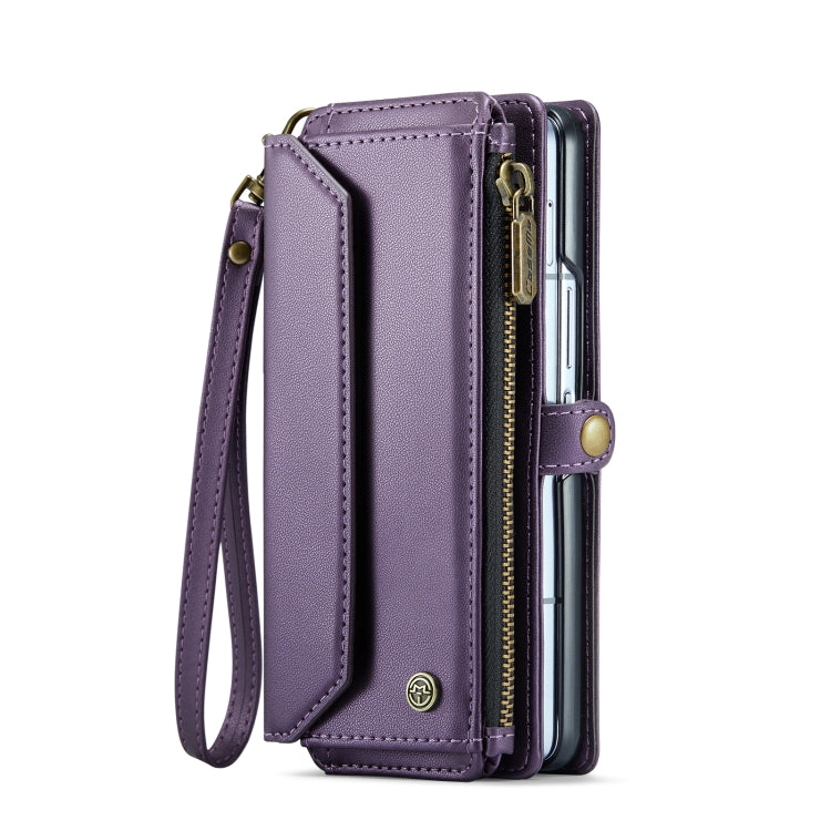 For Samsung Galaxy Z Fold6 5G CaseMe C36 Card Slots Zipper Wallet RFID Anti-theft Leather Phone Case(Purple) - Galaxy Z Fold6 5G Cases by CaseMe | Online Shopping UK | buy2fix