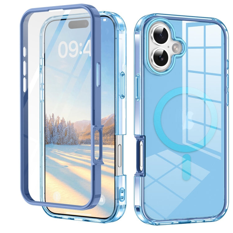 For iPhone 16 Colorful MagSafe Magnetic PC Hybrid TPU Phone Case(Blue) - iPhone 16 Cases by buy2fix | Online Shopping UK | buy2fix