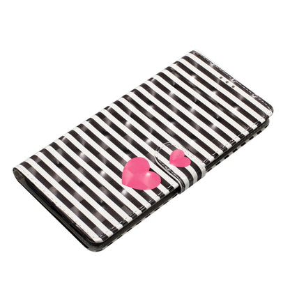 For iPhone 16 3D Pattern Leather Phone Case(Striped Heart) - iPhone 16 Cases by buy2fix | Online Shopping UK | buy2fix