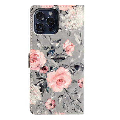 For iPhone 16 Pro Max 3D Pattern Leather Phone Case(Gray Base Flower) - iPhone 16 Pro Max Cases by buy2fix | Online Shopping UK | buy2fix