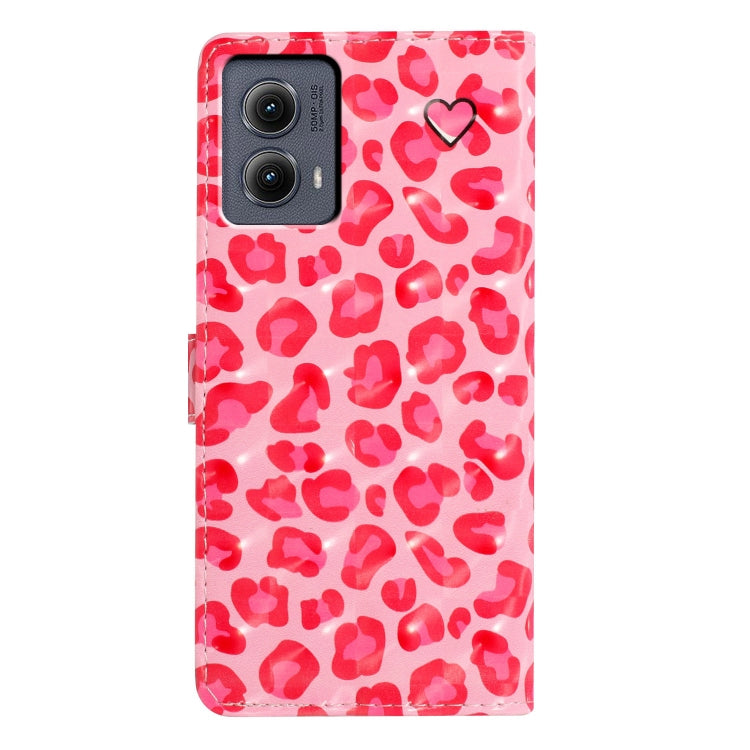 For Motorola Edge 2024 3D Pattern Leather Phone Case(Pink Leopard Print) - Motorola Cases by buy2fix | Online Shopping UK | buy2fix