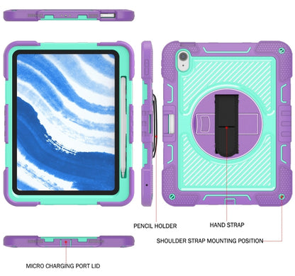 For iPad Air 11 2024 / Air 2022 10.9 360 Degree Rotation PC Contrast Silicone Tablet Case(Purple + Mint Green) - iPad Air 11 2024 Cases by buy2fix | Online Shopping UK | buy2fix