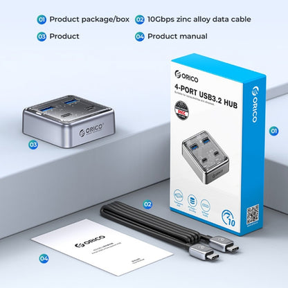 ORICO XHJ2U2C-G2 4-Port Compact Zinc Alloy USB 3.0 HUB Expand Converter(Silver) - USB 3.0 HUB by ORICO | Online Shopping UK | buy2fix