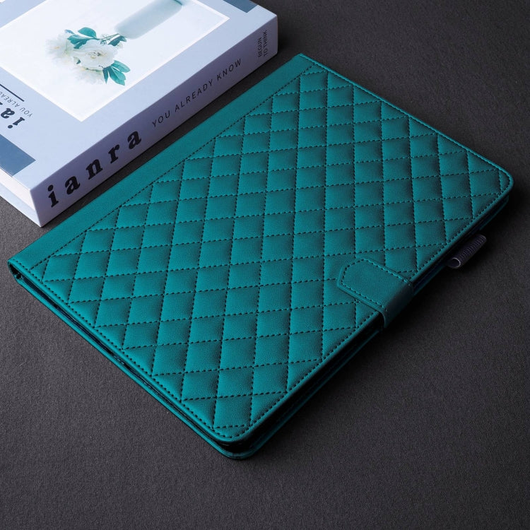 For iPad Pro 13 2024 Rhombus Lattice Leather Smart Tablet Case(Dark Green) - iPad Pro 13 2024 Cases by buy2fix | Online Shopping UK | buy2fix