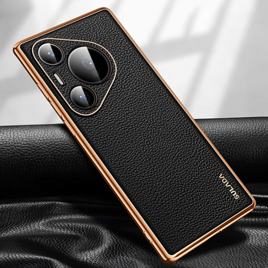 For Huawei Pura 70 Pro SULADA TPU + Litchi Texture Leather Phone Case(Black) - Huawei Cases by SULADA | Online Shopping UK | buy2fix