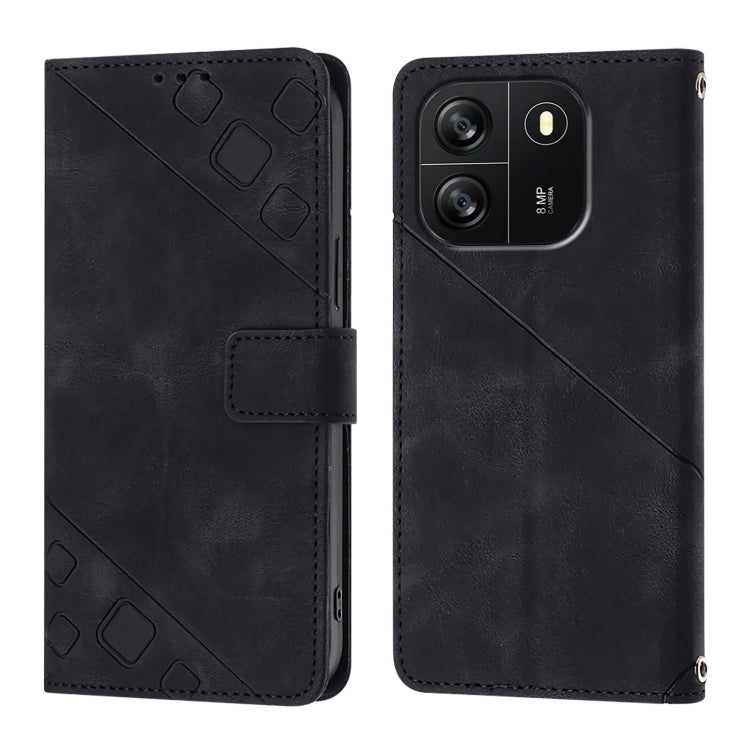 For Blackview Wave 6C Skin Feel Embossed Leather Phone Case(Black) - More Brand by buy2fix | Online Shopping UK | buy2fix