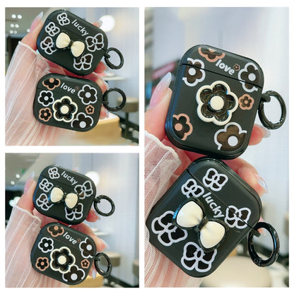 For AirPods 3 3D Colorful Pattern Bluetooth Earphone Protective Case(Black Flower) - For AirPods 3 by buy2fix | Online Shopping UK | buy2fix