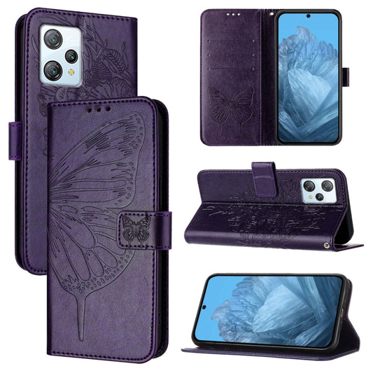 For Blackview A53 Embossed Butterfly Leather Phone Case(Dark Purple) - More Brand by buy2fix | Online Shopping UK | buy2fix