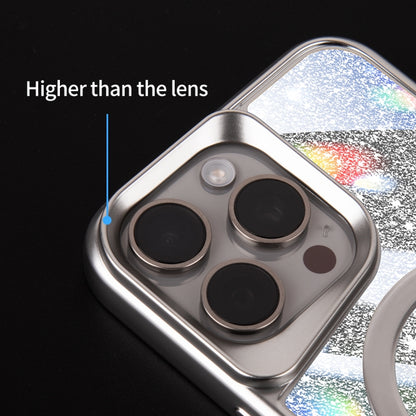 For iPhone 14 Pro Blade MagSafe Magnetic Gradient Glitter PC Phone Case(Silver White) - iPhone 14 Pro Cases by buy2fix | Online Shopping UK | buy2fix