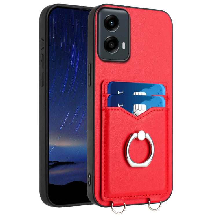 For Motorola Moto G 5G 2024 R20 Ring Card Holder Phone Case(Red) - Motorola Cases by buy2fix | Online Shopping UK | buy2fix